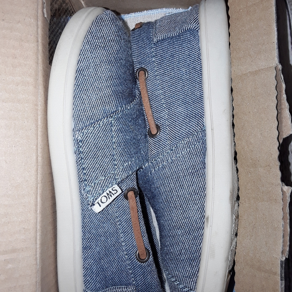 Tom's Kid's  Canvas Shoes Blue Velcro Toddler -10